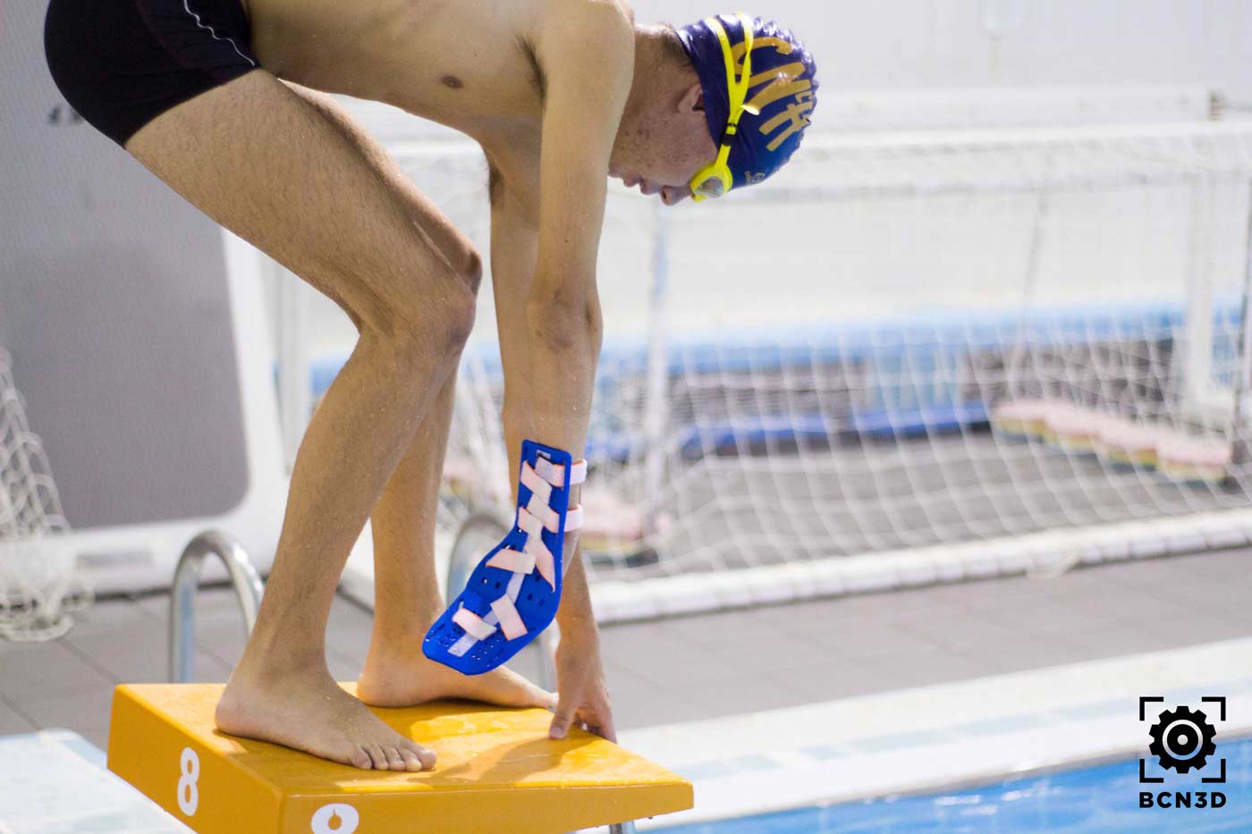 The custom swim fin in action