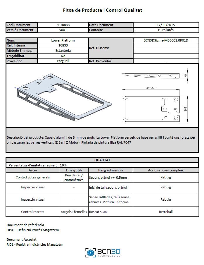 Product Sheet 3d printer