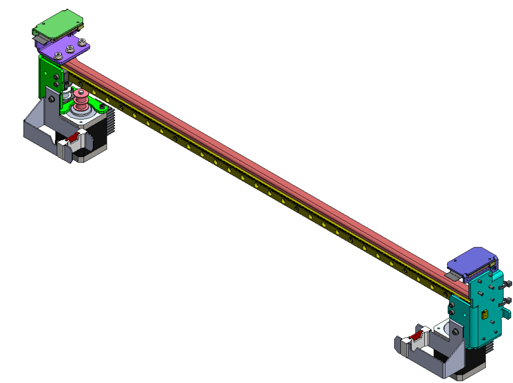 The reinforced X-axis rail is now made of reinforced stainless steel instead of aluminium