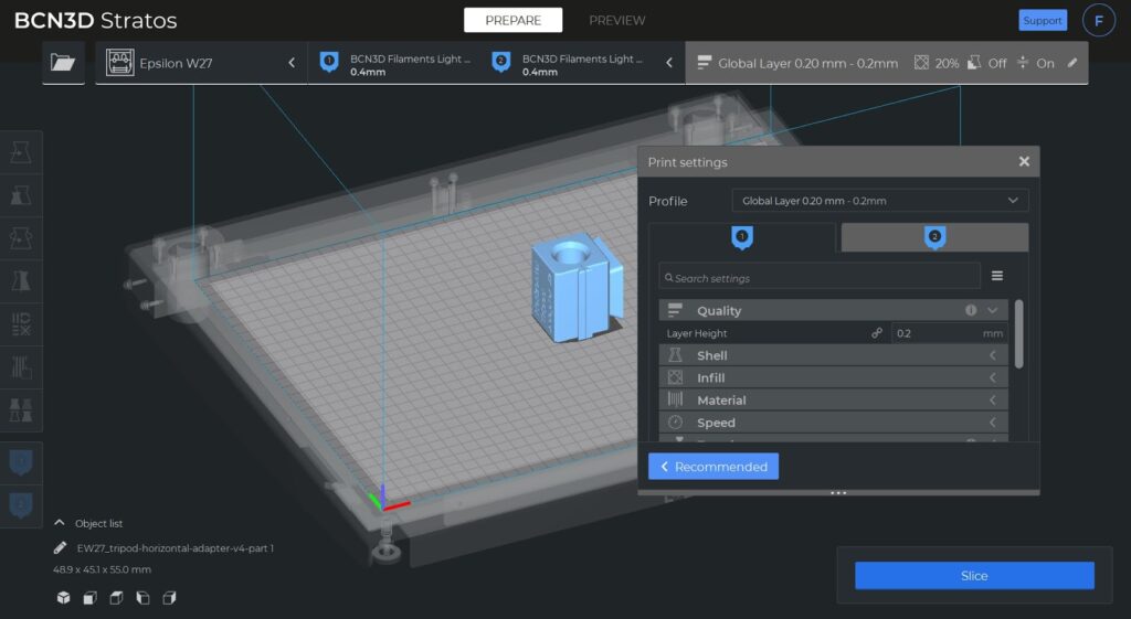 New settings panel